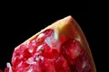 Macro closeup of grains and seeds of a pomegranate